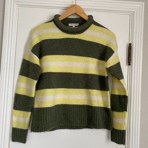 NWT Madewell Fulton Striped Sweater Pullover Alpaca Yellow Green Size XS